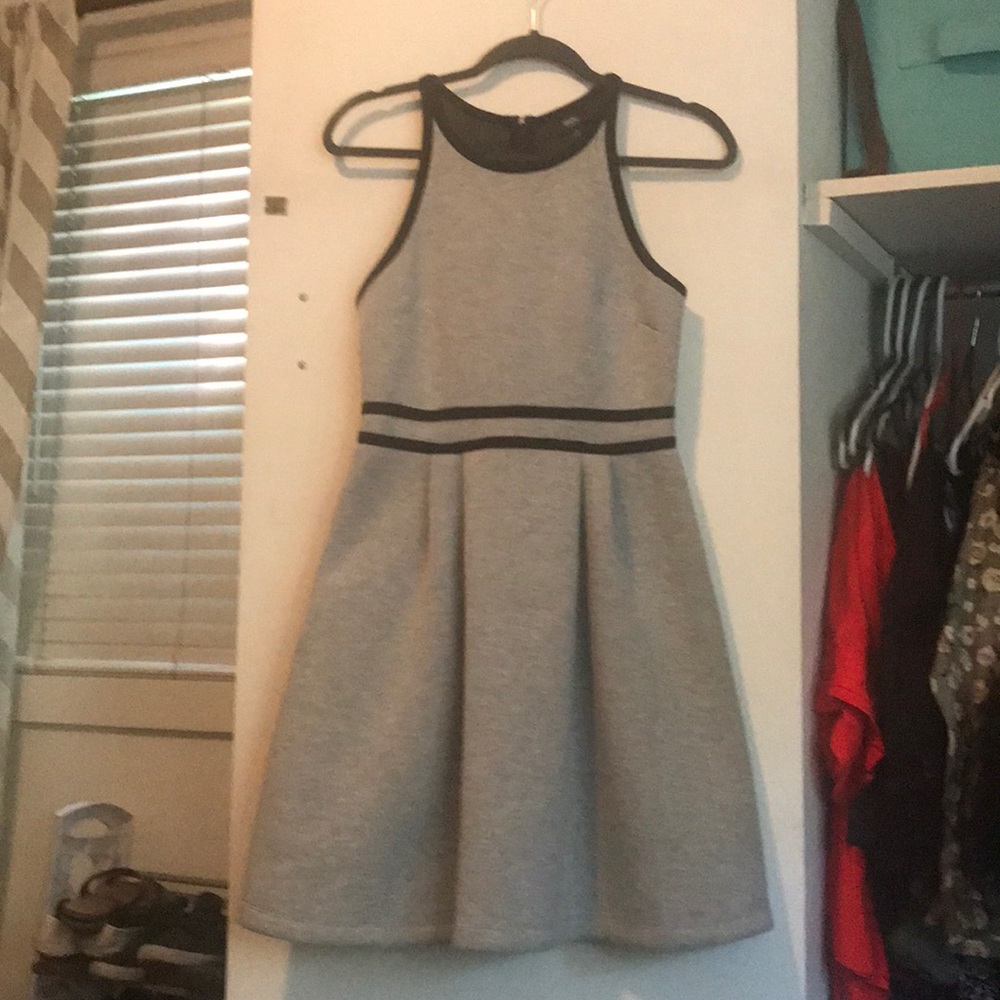 Gray Scuba Dress w/ Black Trim
